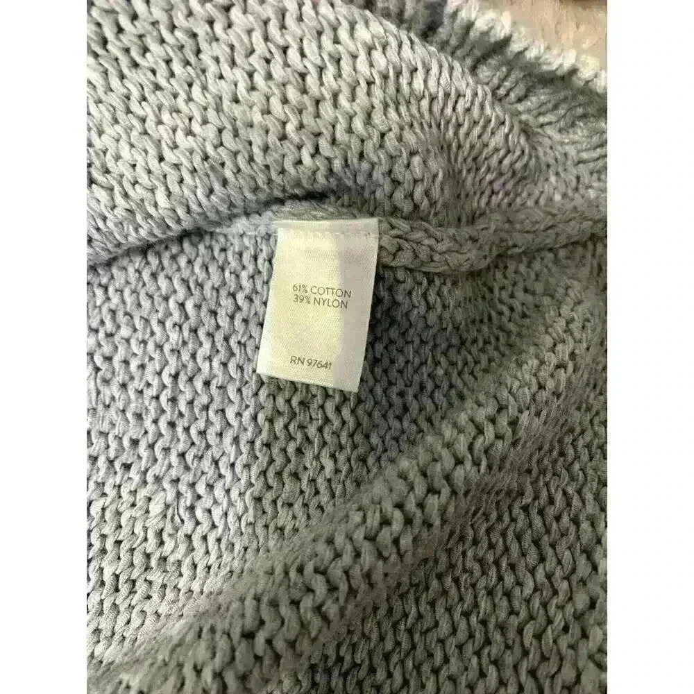 Purejill Womens Gray Cotton Short Sleeve Open knit Sweater Size large Lagenlook - Picture 9 of 10